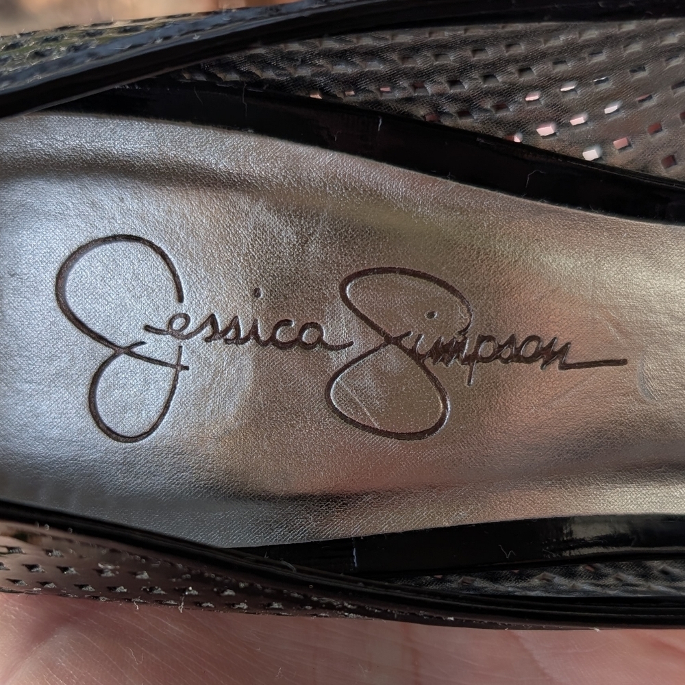 Jessica Simpson Black Perforated Pointed-Toe Stiletto Pumps - Picture 6 of 10